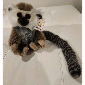 Vintage Jungle Monkey Ring-tailed Lemur A&A Plush Stuffed Animal‎ Toy Grey Black